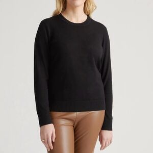 Quince Cotton Cashmere Lightweight Crewneck Sweater Black Small